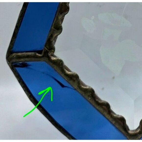 Vintage Stained Glass Hummingbird Sun Catcher Etched Bird Flower Handcrafted Art - Picture 7 of 9